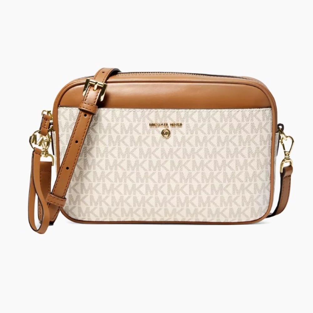 NWOT - Michael Michael Kors Jet Set Camera Crossbody in Vanilla/Acorn/Gold